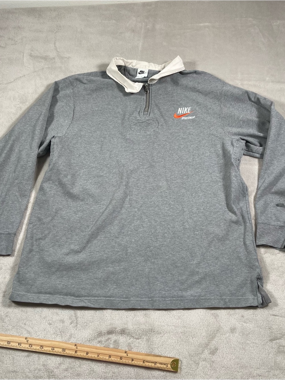Nike Sportswear Rugby Polo Long Sleeve Quarter Zip Gray Men's Size XL